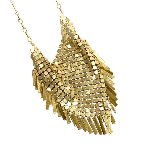 Lovisa Gold Tone Mesh Bib Necklace Vintage Look Disco Runway 70s Fashion Tassels - Picture 8 of 8